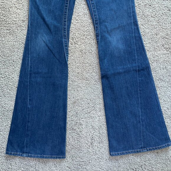 TRUE RELIGION JOEY TWISTED LEG LOW RISE BELL BOTTOm JEANS - MADE IN USA -27 TALL - Picture 3 of 16